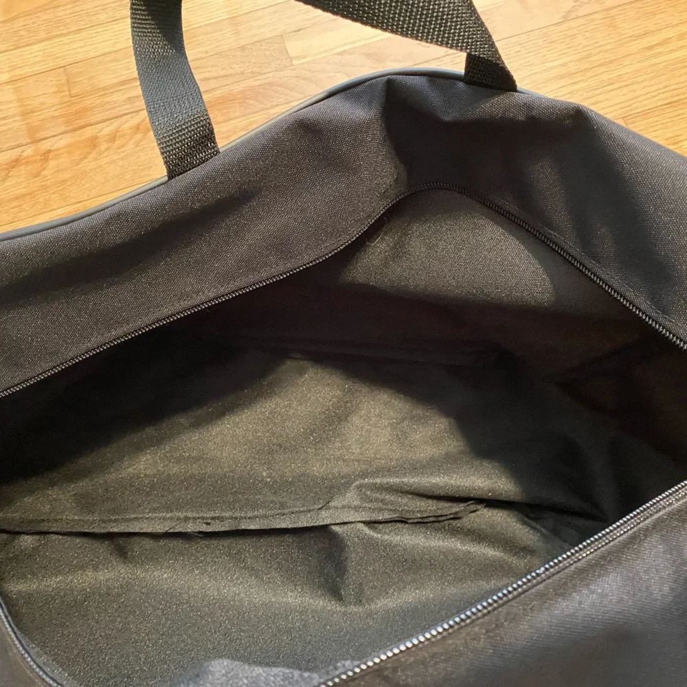 Harley Davidson Asymmetrical Black Duffle Bag Riding Bag 22 x 10 x 6 Zip Canvas
